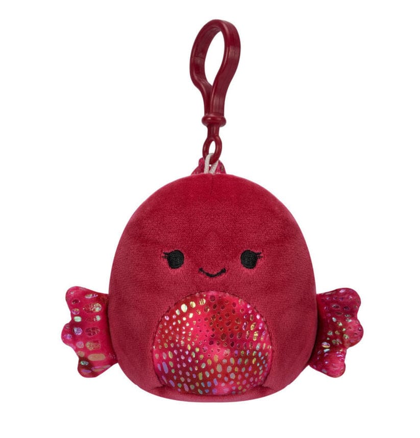 Squishmallow Kellytoy 3.5" Plush Clip On Keychain Barella the Maroon Betta Fish