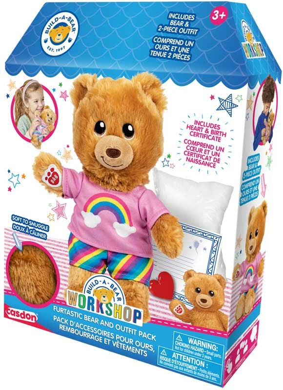 Casdon Build-a-Bear Workshop Furtastic Bear and Outfit pack (Boy and Girl)