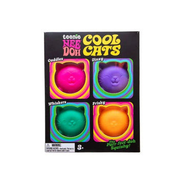 NeeDoh Teenie Cool Cats - Mini Fidget Toy Pack, Sensory Toys, Squishy Cats