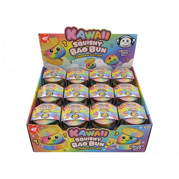 Bao Bun 5.5cm Maltose Rainbow Squishy in Basket Sensory fidget