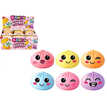 Bao Bun 5.5cm Maltose Pastel Squishy dumpling in Basket Sensory Fidget Sugar Texture
