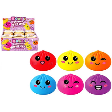 Bao Bun 5.5cm Maltose Neon Squishy Dumpling in Basket Sensory Fidget sugar texture