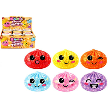 Bao Bun 5.5cm Maltose Glitter Squishy in Basket sugar texture Sensory Fidget