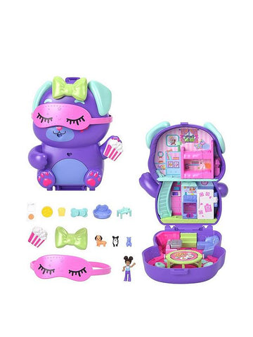 Polly Pocket Sleepover Puppy Compact Playset with 1 Micro Doll and Pet Dogs