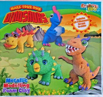 Kreative Kids Metallic Modelling Foam Dinosaurs 4 In 1 Make Your Own Dinosaurs