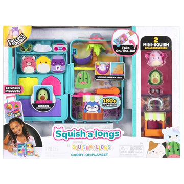 Original Squishmallows Squish-a-Longs Carry-On Luggage Playset