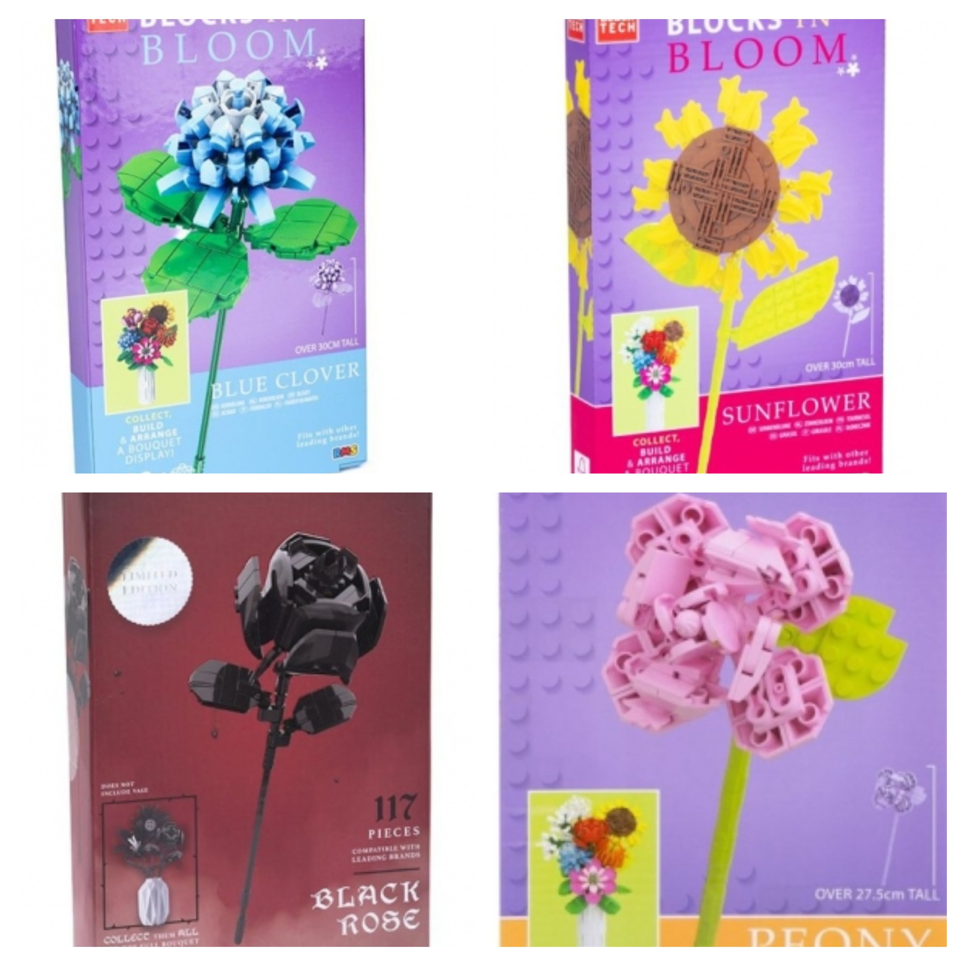 Block Teck Blocks in Bloom assortment Peony, Black rose, Sunflower, Bl